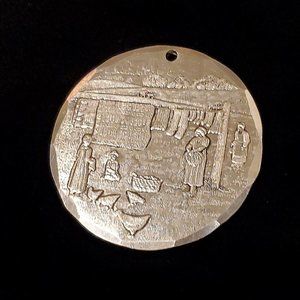 Wendell August Forge Handmade Ornament Amish Women hanging Laundry & Chickens